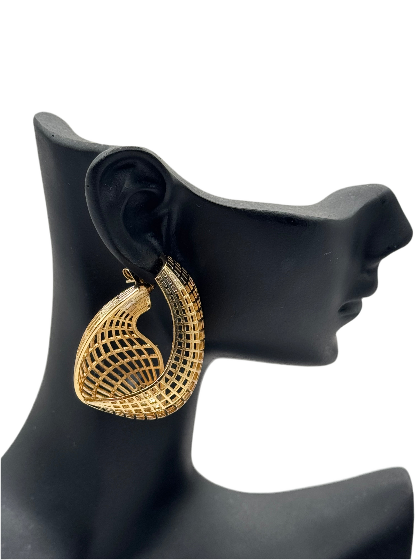 Golden Grid Hoops