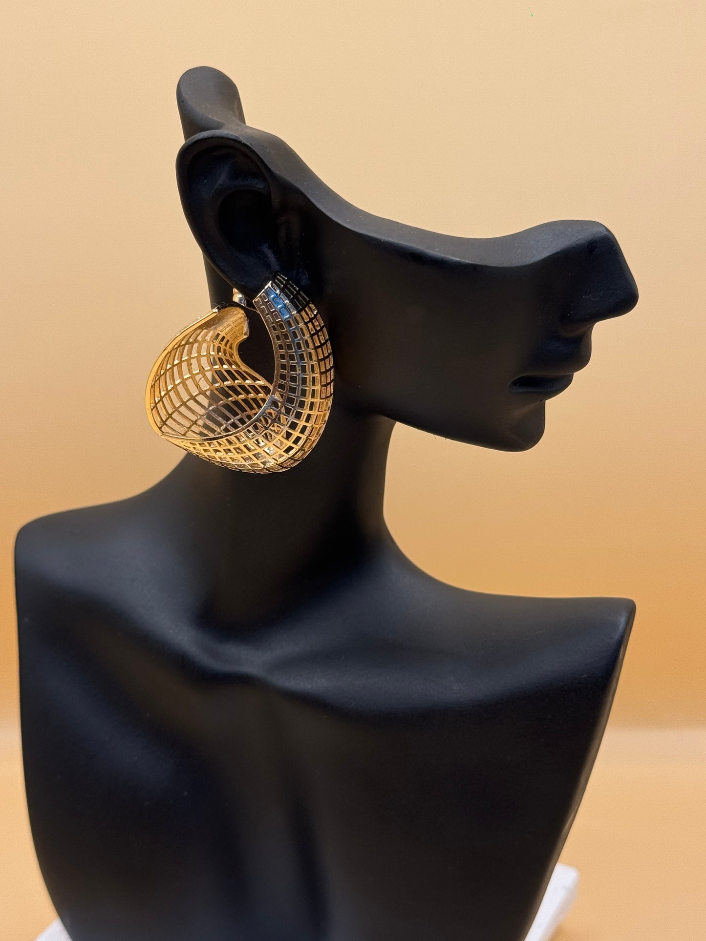 Golden Grid Hoops